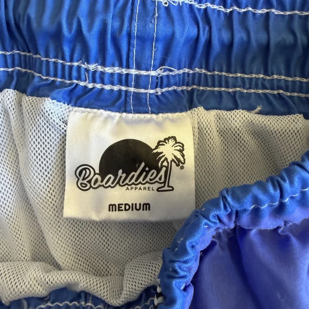 Boardies Swim Trunks Shorts Mens Medium Blue Colorblock Lined‎ Drawstring Surf